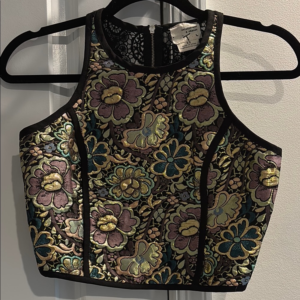 Elegant Black Gold and Purple Crop Top